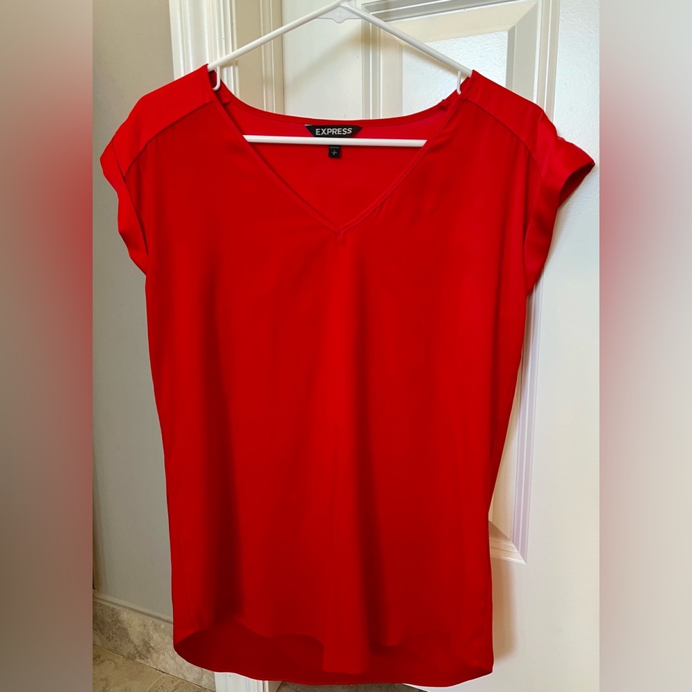 Express satin v-neck top size S with cap sleeves.  Like new